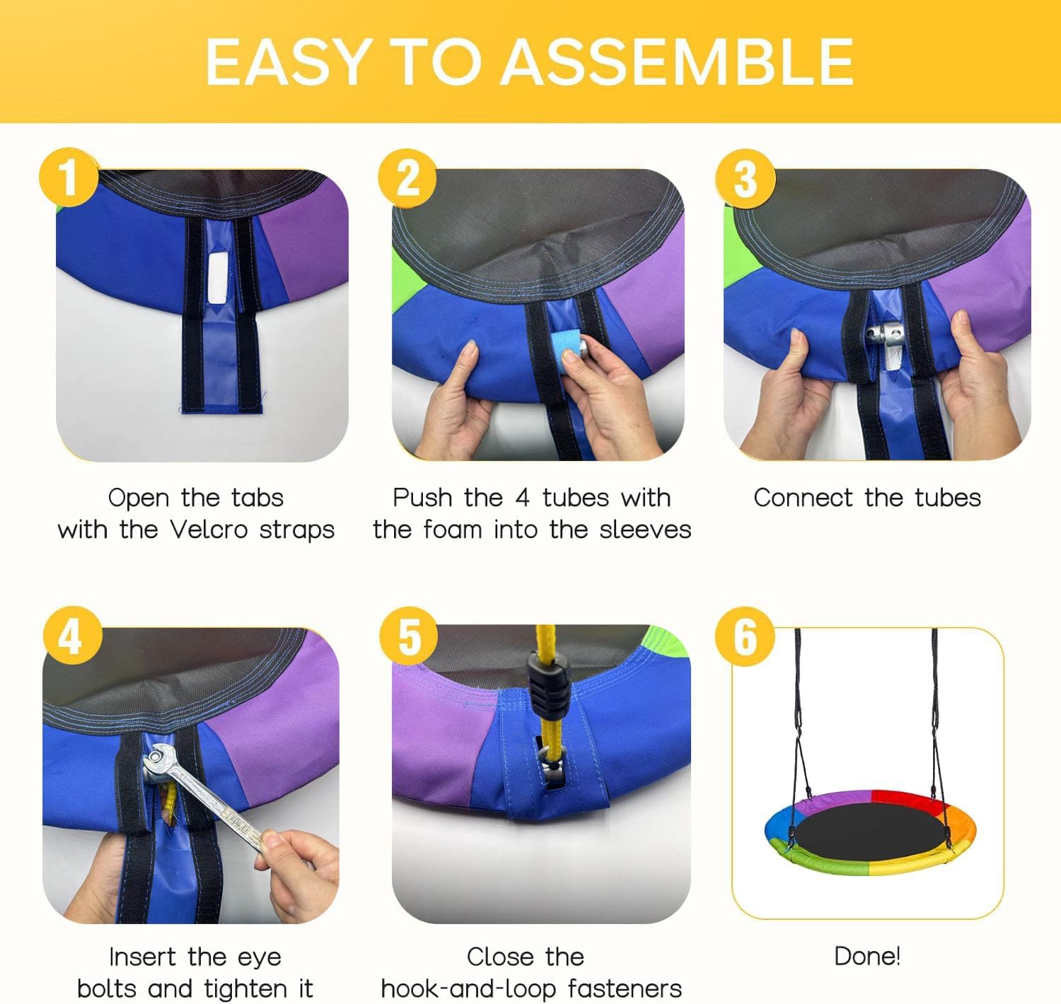 Multicolor Dish Tree Swing Replacement Fabric Cover,Oxford Fabric Outdoor Circle Swing Replacement Parts